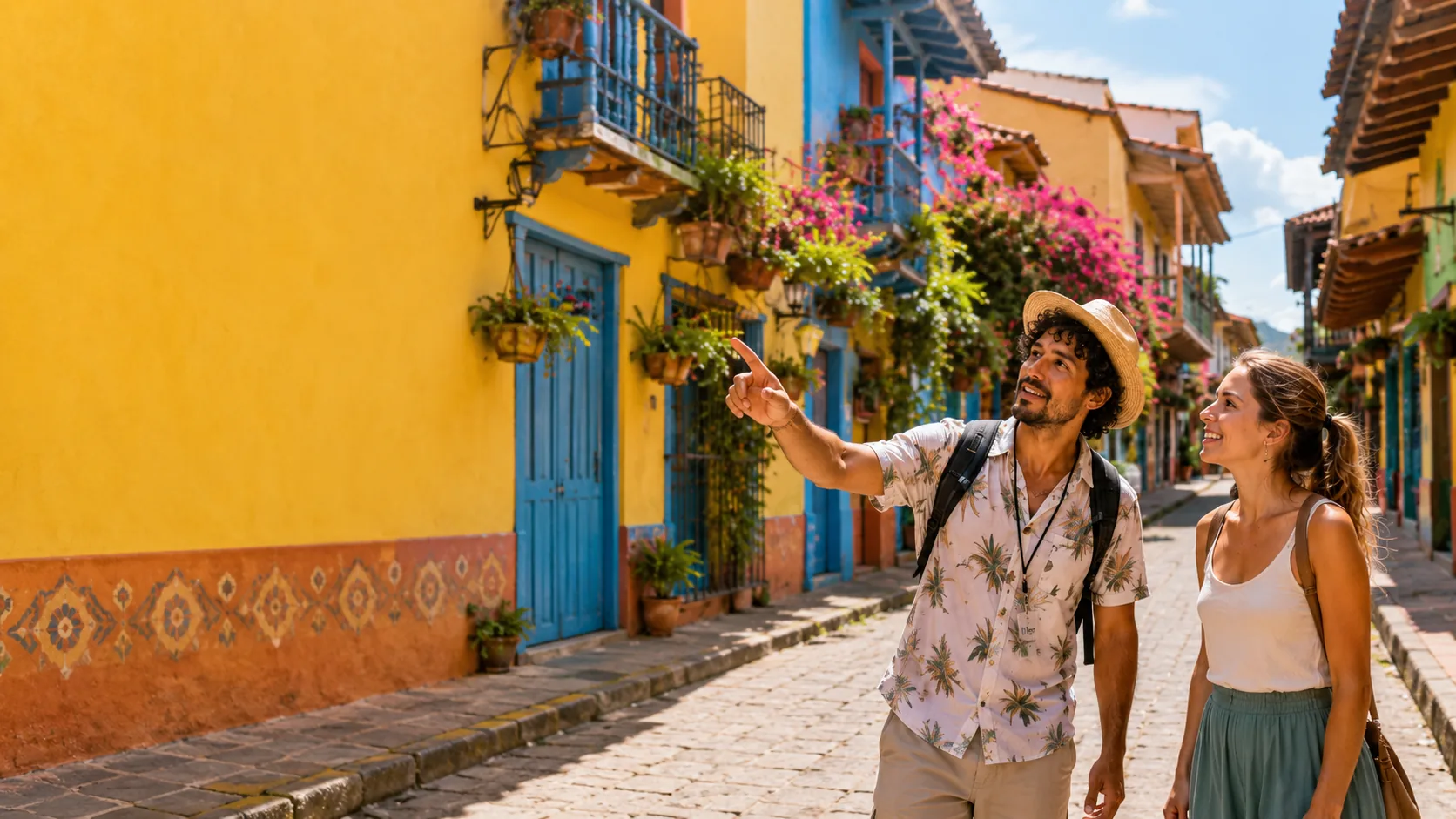 Anfitrión local acompañando a una viajera en Colombia